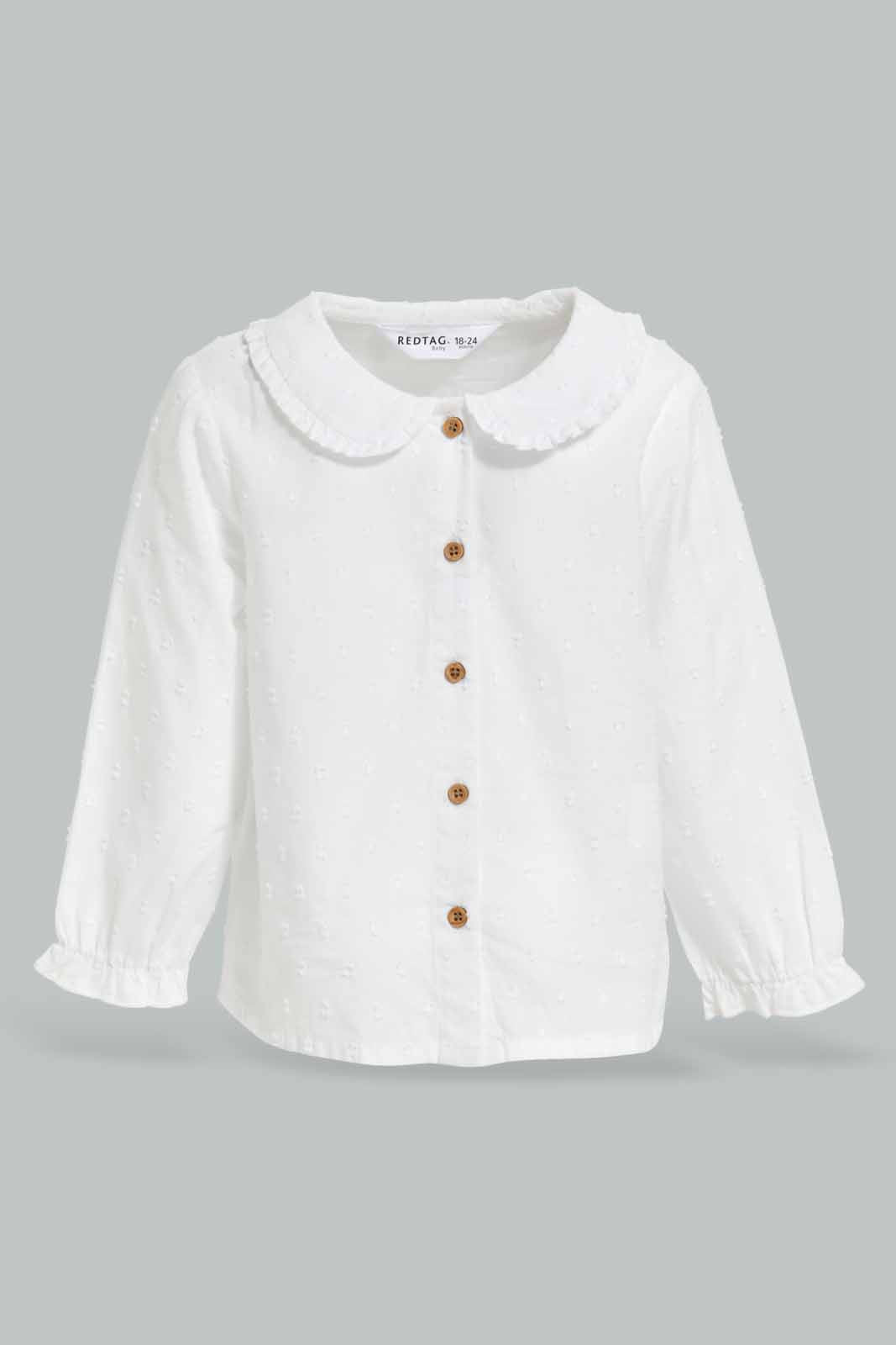 Redtag-Girls-White-Peter-Pan-Collar-Dobby-Blouse-Category:Blouses,-Colour:White,-Deals:New-In,-Dept:Girls,-Filter:Infant-Girls-(3-to-24-Mths),-ING-Blouses,-New-In-ING-APL,-Non-Sale,-S23A,-Section:Girls-(0-to-14Yrs)-Infant-Girls-