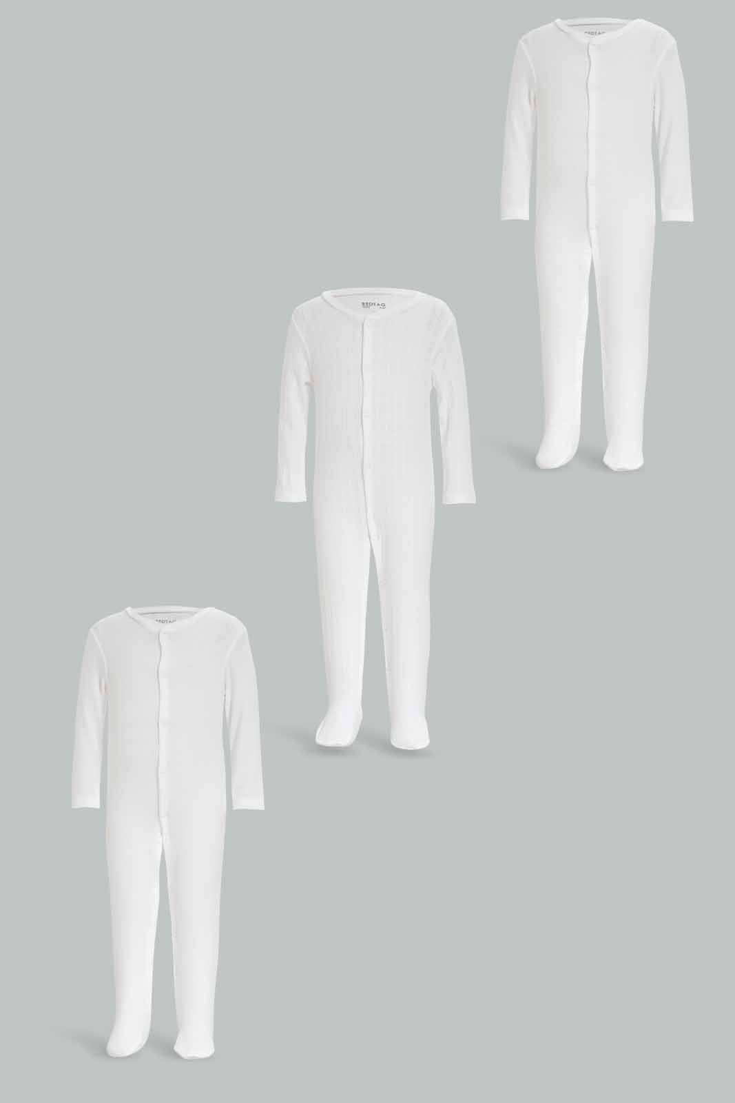 Redtag-3Pk-Plain-White-Sleepsuits-Category:Sleepsuits,-Colour:Apricot,-Deals:New-In,-Dept:New-Born,-Filter:Baby-(0-to-12-Mths),-NBF-Sleepsuits,-New-In-NBF-APL,-Non-Sale,-S23A,-Section:Boys-(0-to-14Yrs)-Baby-