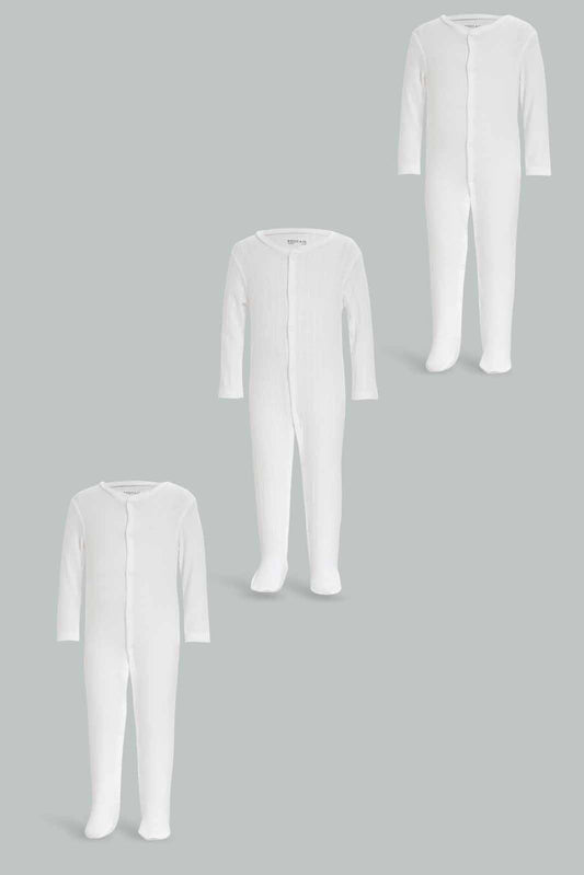 Redtag-3Pk-Plain-White-Sleepsuits-Category:Sleepsuits,-Colour:Apricot,-Deals:New-In,-Dept:New-Born,-Filter:Baby-(0-to-12-Mths),-NBF-Sleepsuits,-New-In-NBF-APL,-Non-Sale,-S23A,-Section:Boys-(0-to-14Yrs)-Baby-