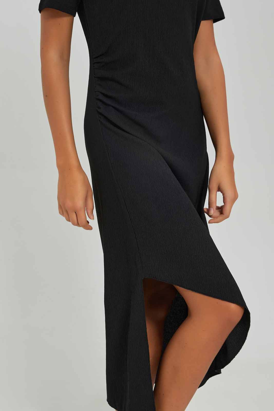 Redtag-Women-Ruched-Side-Maxi-Dress-Category:Dresses,-Colour:Black,-Deals:New-In,-Dept:Ladieswear,-Filter:Women's-Clothing,-New-In-Women-APL,-Non-Sale,-S23A,-Section:Women,-Women-Dresses-Women's-
