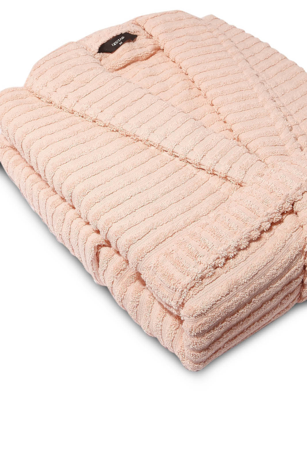 Women Pink Ribbed Bathrobe