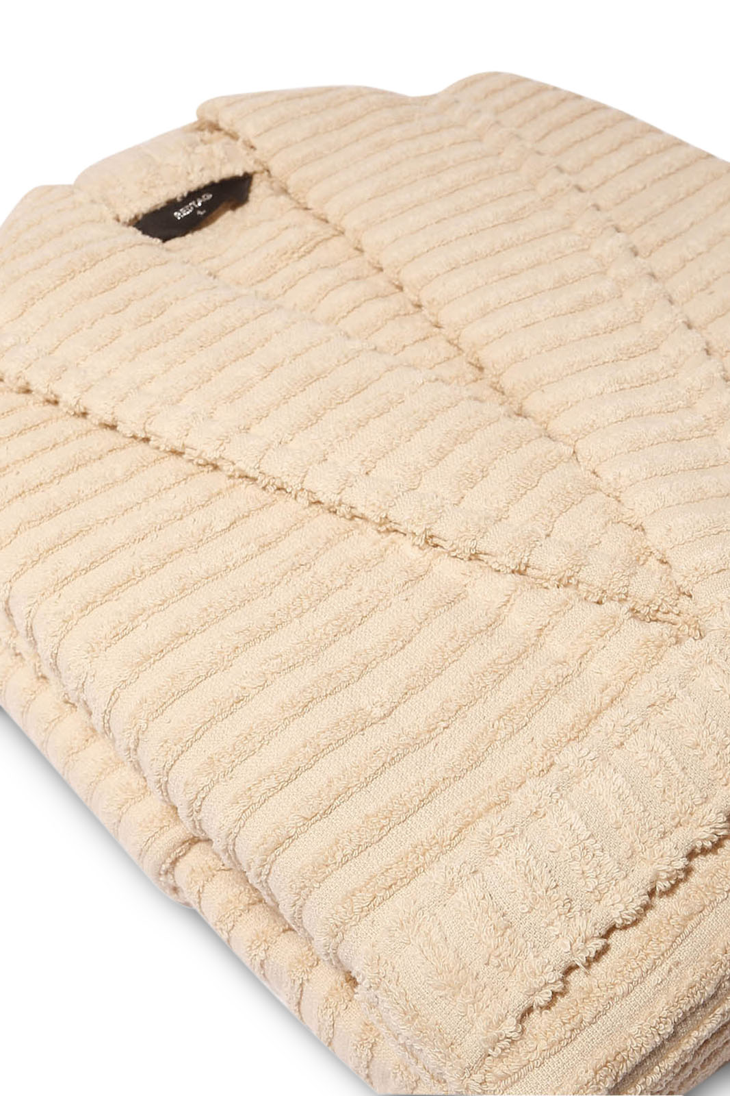 Women Beige Ribbed Bathrobe