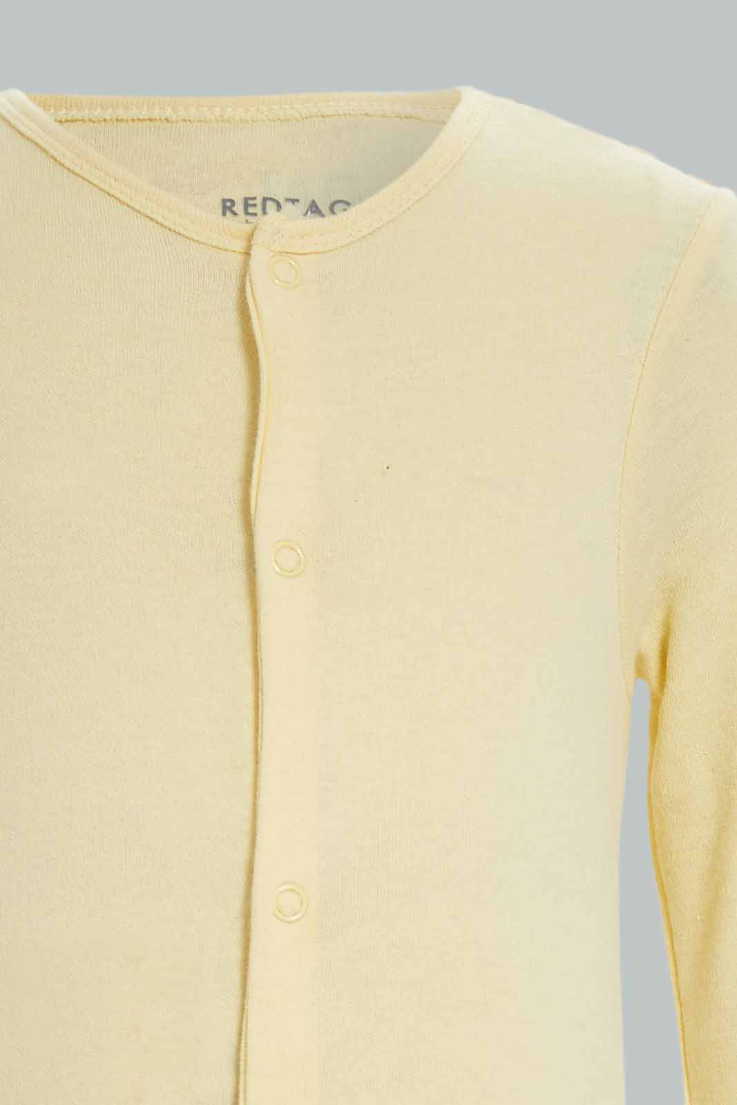 Redtag-Yellow-Ppe-Plain-Sleepsuit-Category:Sleepsuits,-Colour:Apricot,-Deals:New-In,-Dept:New-Born,-Filter:Baby-(0-to-12-Mths),-NBF-Sleepsuits,-New-In-NBF-APL,-Non-Sale,-PPE,-S23A,-Section:Boys-(0-to-14Yrs)-Baby-