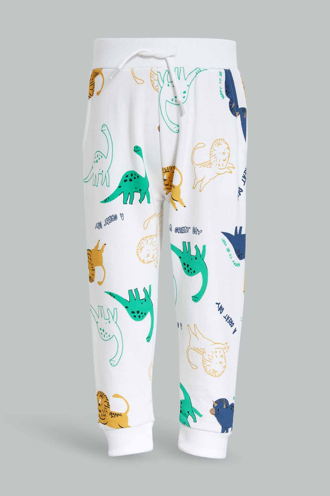 Redtag-Boys-White-Jungle-Safari-Aop-Knit-Joggers-Category:Joggers,-Colour:White,-Deals:New-In,-Dept:Boys,-Filter:Infant-Boys-(3-to-24-Mths),-INB-Joggers,-New-In-INB-APL,-Non-Sale,-S23A,-Section:Boys-(0-to-14Yrs)-Infant-Boys-3 to 24 Months