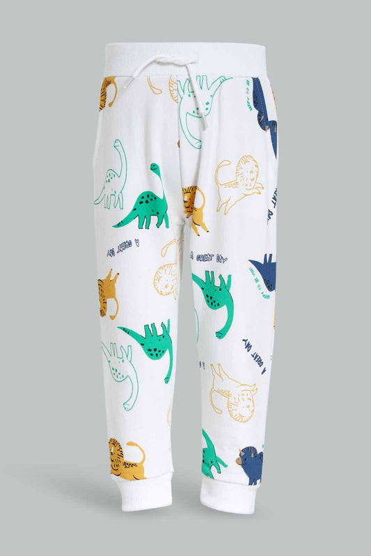 Redtag-Boys-White-Jungle-Safari-Aop-Knit-Joggers-Category:Joggers,-Colour:White,-Deals:New-In,-Dept:Boys,-Filter:Infant-Boys-(3-to-24-Mths),-INB-Joggers,-New-In-INB-APL,-Non-Sale,-S23A,-Section:Boys-(0-to-14Yrs)-Infant-Boys-3 to 24 Months