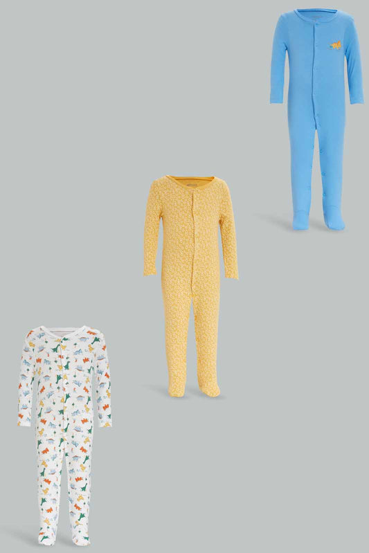 Redtag-3Pk-Sleepsuit-Dinosaur-Boy-Category:Sleepsuits,-Colour:Apricot,-Deals:New-In,-Dept:New-Born,-Filter:Baby-(0-to-12-Mths),-NBF-Sleepsuits,-New-In-NBF-APL,-Non-Sale,-S23A,-Section:Boys-(0-to-14Yrs)-Baby-