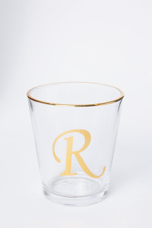 Redtag-Clear-Alphabet-Glass-R-Category:Glasses,-Colour:White,-Deals:New-In,-Dept:Home,-Filter:Home-Dining,-HMW-DIN-Drinkware,-New-In-HMW-DIN,-Non-Sale,-S23A,-Section:Homewares-Home-Dining-