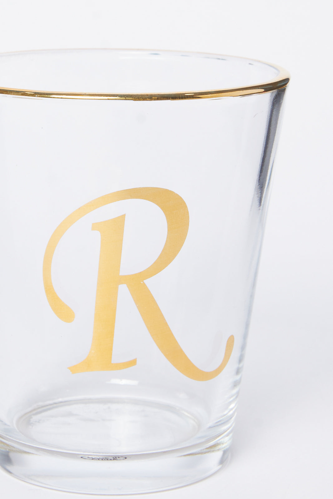 Redtag-Clear-Alphabet-Glass-R-Category:Glasses,-Colour:White,-Deals:New-In,-Dept:Home,-Filter:Home-Dining,-HMW-DIN-Drinkware,-New-In-HMW-DIN,-Non-Sale,-S23A,-Section:Homewares-Home-Dining-