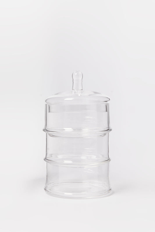 Redtag-Clear-Glass-Partition-Storage-Jar-With-Lid-Category:Canisters-And-Jars,-Colour:White,-Deals:New-In,-Dept:Home,-Filter:Home-Dining,-HMW-DIN-Storage,-New-In-HMW-DIN,-Non-Sale,-S23B,-Section:Homewares-Home-Dining-