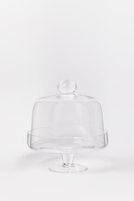 Redtag-Clear-Glass-Cake-Stand-With-Dome-Category:Canisters-And-Jars,-Colour:White,-Deals:New-In,-Dept:Home,-Filter:Home-Dining,-HMW-DIN-Storage,-New-In-HMW-DIN,-Non-Sale,-S23B,-Section:Homewares-Home-Dining-