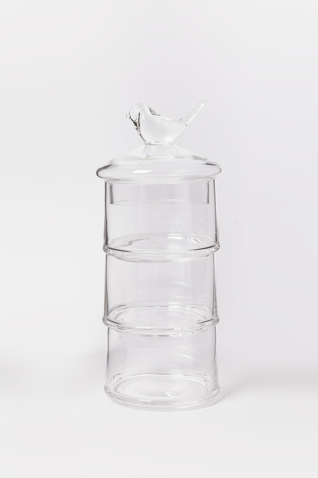 Redtag-Clear-Glass-Partition-Storage-Jar-With-Bird-Lid-Category:Canisters-And-Jars,-Colour:White,-Deals:New-In,-Dept:Home,-Filter:Home-Dining,-HMW-DIN-Storage,-New-In-HMW-DIN,-Non-Sale,-S23B,-Section:Homewares-Home-Dining-
