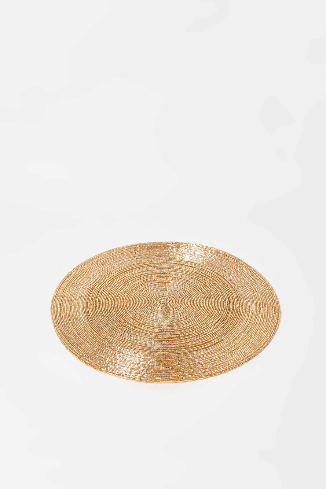Redtag-Gold-Round-Beaded-Placemat-Category:Placemats-&-Coasters,-Colour:Gold,-Deals:New-In,-Dept:Home,-Filter:Home-Dining,-HMW-DIN-Kitchen-Accessories,-New-In-HMW-DIN,-Non-Sale,-S23A,-Section:Homewares-Home-Dining-