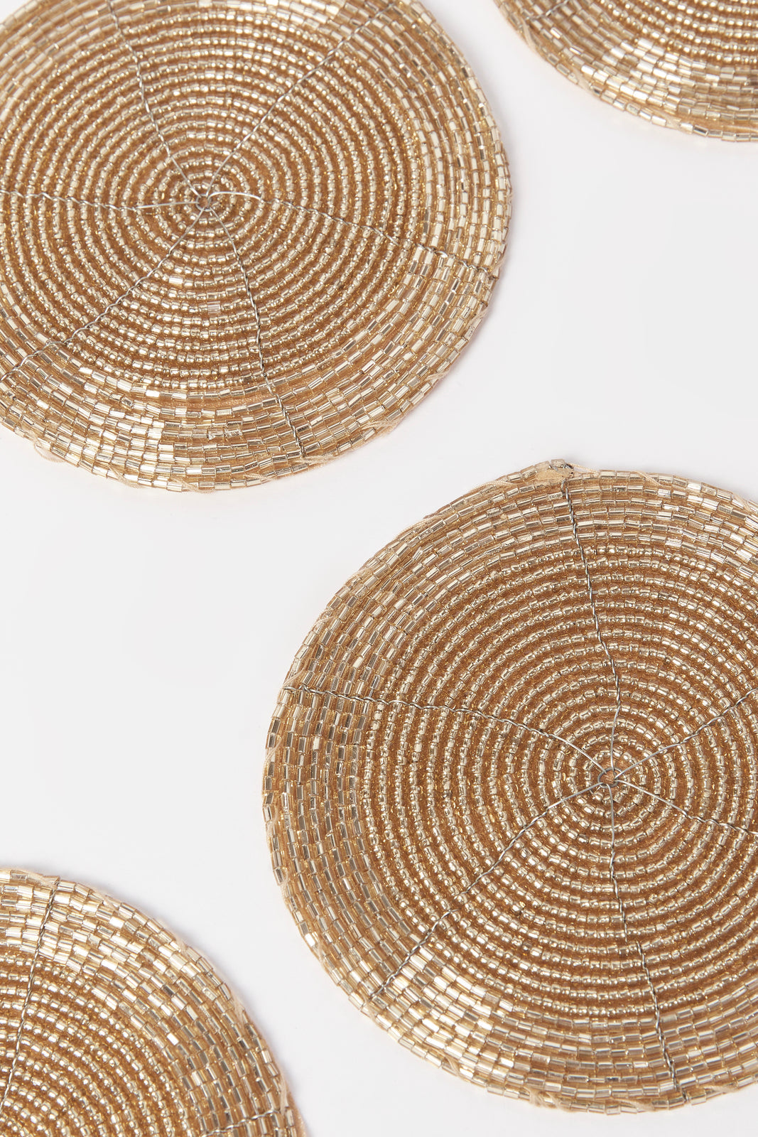 Redtag-Gold-Round-Beaded-Coaster-Set-(6-Piece)-Category:Placemats-&-Coasters,-Colour:Gold,-Deals:2-FOR-37,-Deals:New-In,-Dept:Home,-Filter:Home-Dining,-HMW-DIN-Kitchen-Accessories,-New-In-HMW-DIN,-Non-Sale,-S23A,-Section:Homewares-Home-Dining-