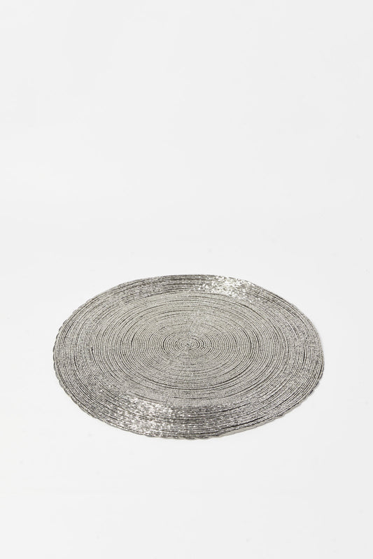 Redtag-Grey-Round-Beaded-Placemat-Category:Placemats-&-Coasters,-Colour:Grey,-Deals:New-In,-Dept:Home,-Filter:Home-Dining,-HMW-DIN-Kitchen-Accessories,-New-In-HMW-DIN,-Non-Sale,-S23A,-Section:Homewares-Home-Dining-