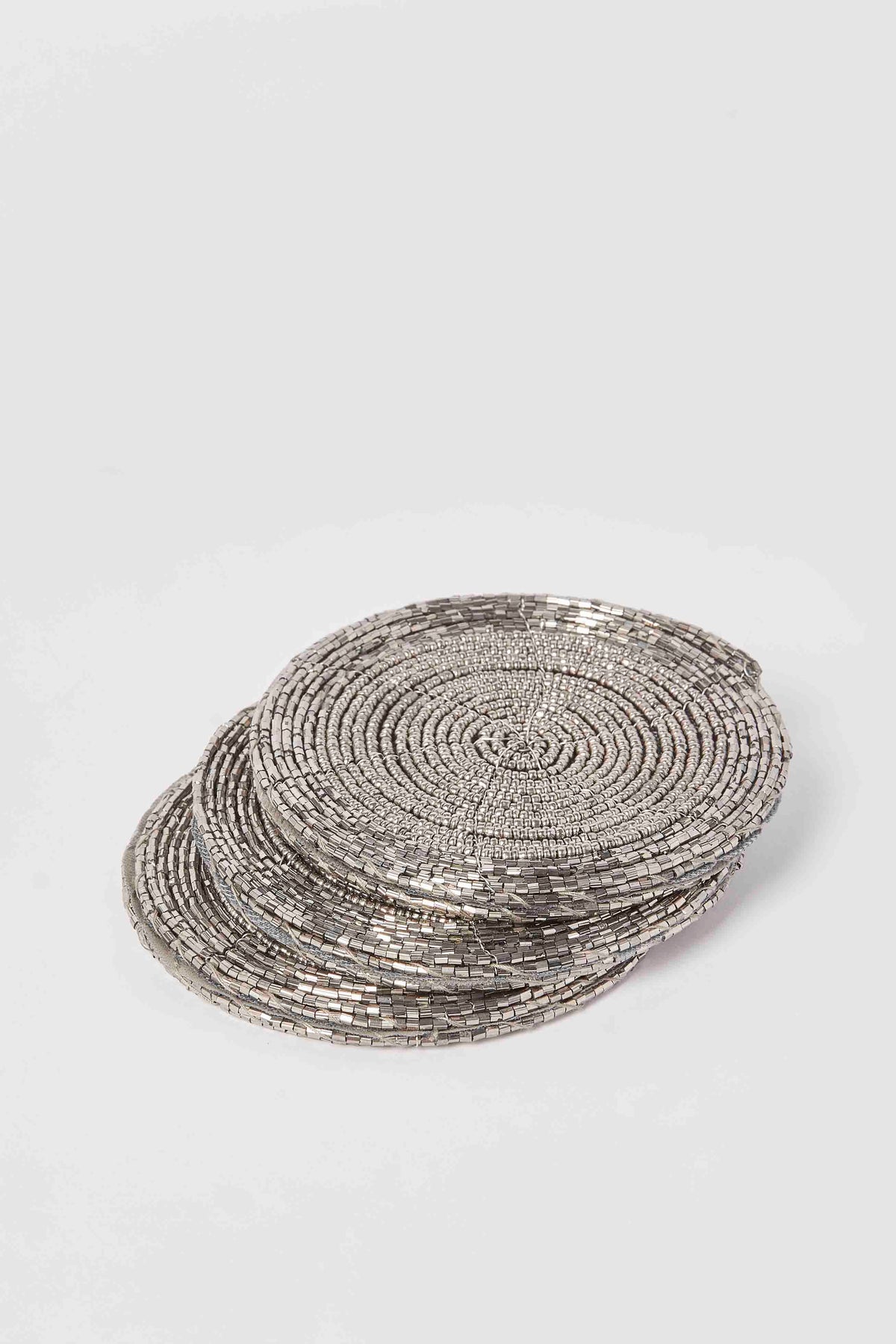 Redtag-Grey-Round-Beaded-Coaster-Set-(6-Piece)-Category:Placemats-&-Coasters,-Colour:Grey,-Deals:New-In,-Dept:Home,-Filter:Home-Dining,-HMW-DIN-Kitchen-Accessories,-New-In-HMW-DIN,-Non-Sale,-S23A,-Section:Homewares-Home-Dining-