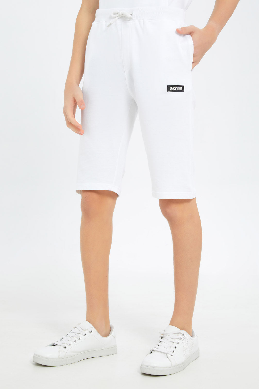 Redtag-Boys-White-Lounge-Wear-Active-Shorts-BSR-Shorts,-Category:Shorts,-Colour:White,-Deals:New-In,-Dept:Boys,-Filter:Senior-Boys-(8-to-14-Yrs),-New-In-BSR-APL,-Non-Sale,-S23B,-Section:Boys-(0-to-14Yrs)-Senior-Boys-9 to 14 Years