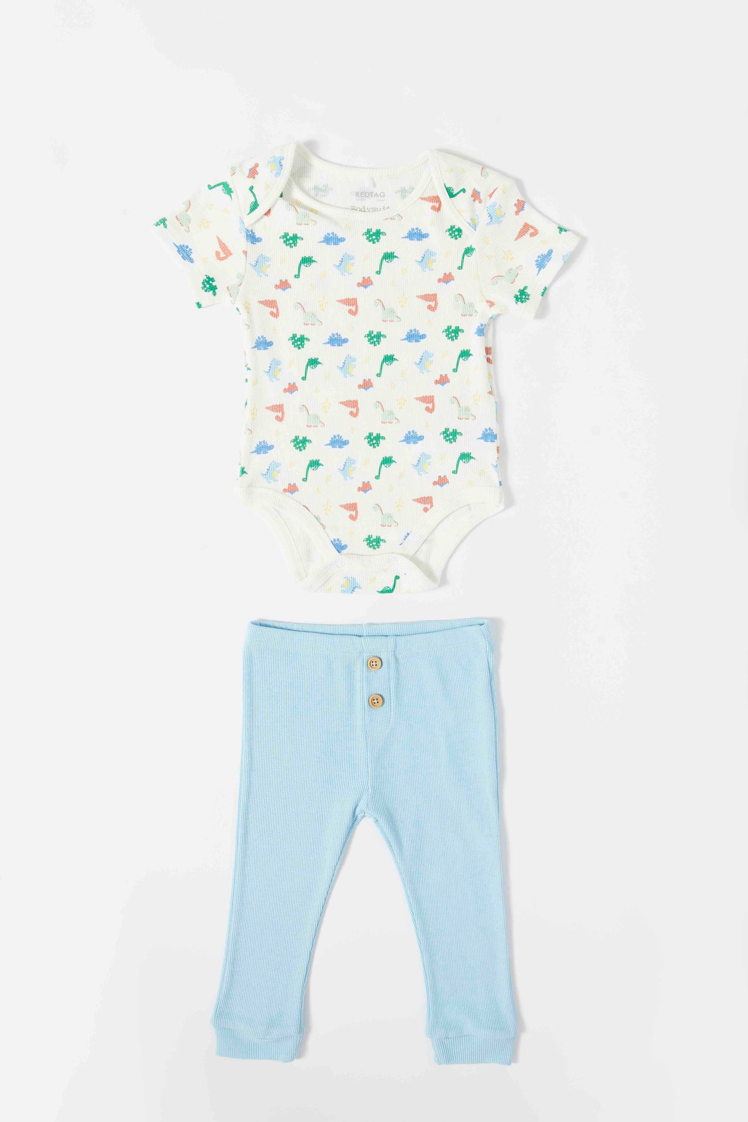 Redtag-Green-2-Pc-Boy-Bodysuit-Set-Category:Gift-Sets,-Colour:Assorted,-Deals:New-In,-Dept:New-Born,-Filter:Baby-(0-to-12-Mths),-NBF-Gift-Sets,-New-In-NBF-APL,-Non-Sale,-S23B,-Section:Boys-(0-to-14Yrs)-Baby-0 to 12 Months