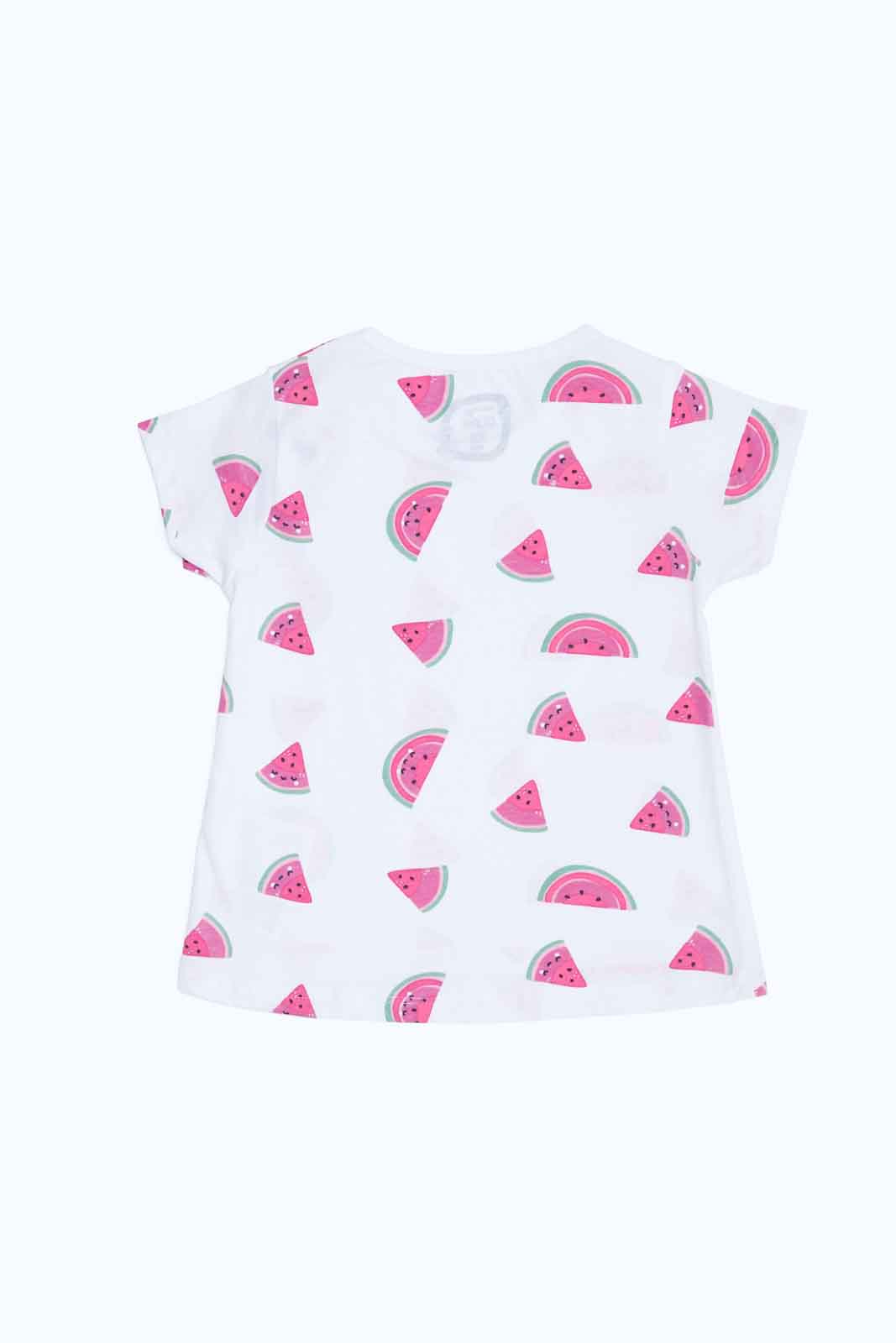 Redtag-Girls-White-Watermelon-Print-T-Shirt-Category:T-Shirts,-Colour:White,-Deals:New-In,-Dept:Girls,-Filter:Infant-Girls-(3-to-24-Mths),-ING-T-Shirts,-New-In-ING-APL,-Non-Sale,-S23B,-Section:Girls-(0-to-14Yrs),-TBL-Infant-Girls-3 to 24 Months