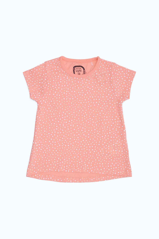 Redtag-Girls-Coral-Aop-T-Shirt-Category:T-Shirts,-Colour:Apricot,-Deals:New-In,-Dept:Girls,-Filter:Infant-Girls-(3-to-24-Mths),-ING-T-Shirts,-New-In-ING-APL,-Non-Sale,-S23B,-Section:Girls-(0-to-14Yrs),-TBL-Infant-Girls-3 to 24 Months