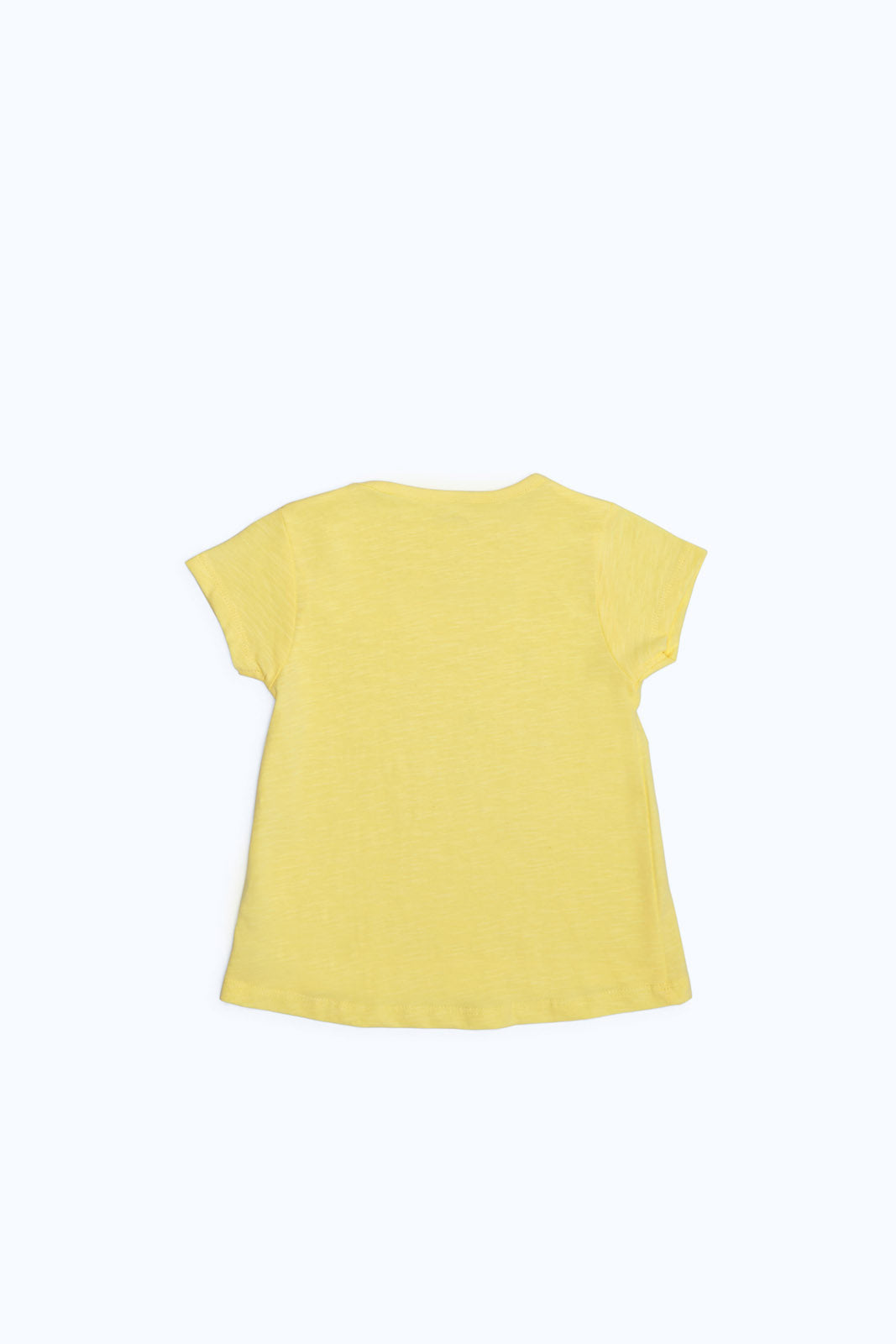 Redtag-Girls-Yellow-Slub-T-Shirt-Category:T-Shirts,-Colour:Yellow,-Deals:New-In,-Dept:Girls,-Filter:Infant-Girls-(3-to-24-Mths),-ING-T-Shirts,-New-In-ING-APL,-Non-Sale,-S23B,-Section:Girls-(0-to-14Yrs),-TBL-Infant-Girls-3 to 24 Months