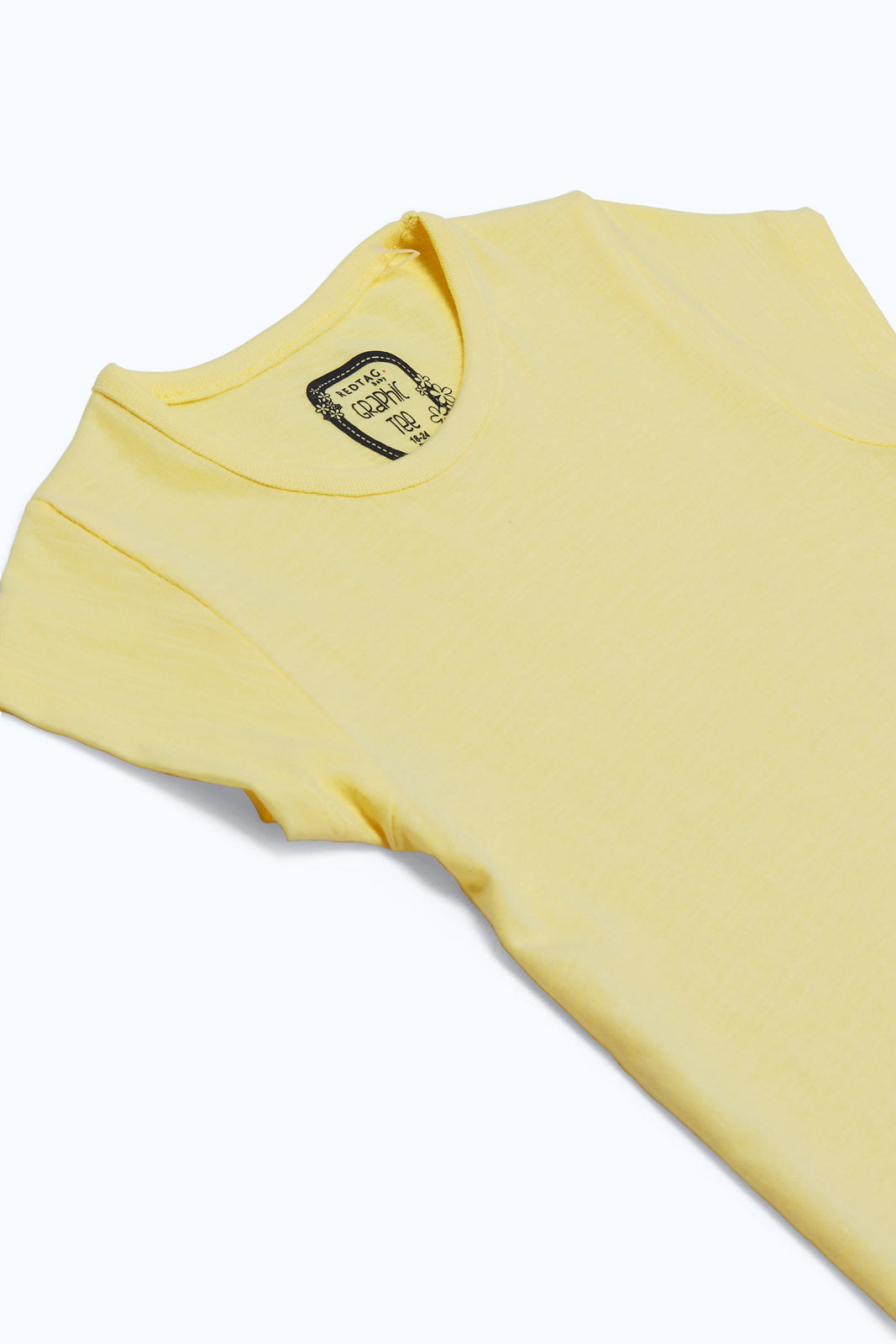 Redtag-Girls-Yellow-Slub-T-Shirt-Category:T-Shirts,-Colour:Yellow,-Deals:New-In,-Dept:Girls,-Filter:Infant-Girls-(3-to-24-Mths),-ING-T-Shirts,-New-In-ING-APL,-Non-Sale,-S23B,-Section:Girls-(0-to-14Yrs),-TBL-Infant-Girls-3 to 24 Months