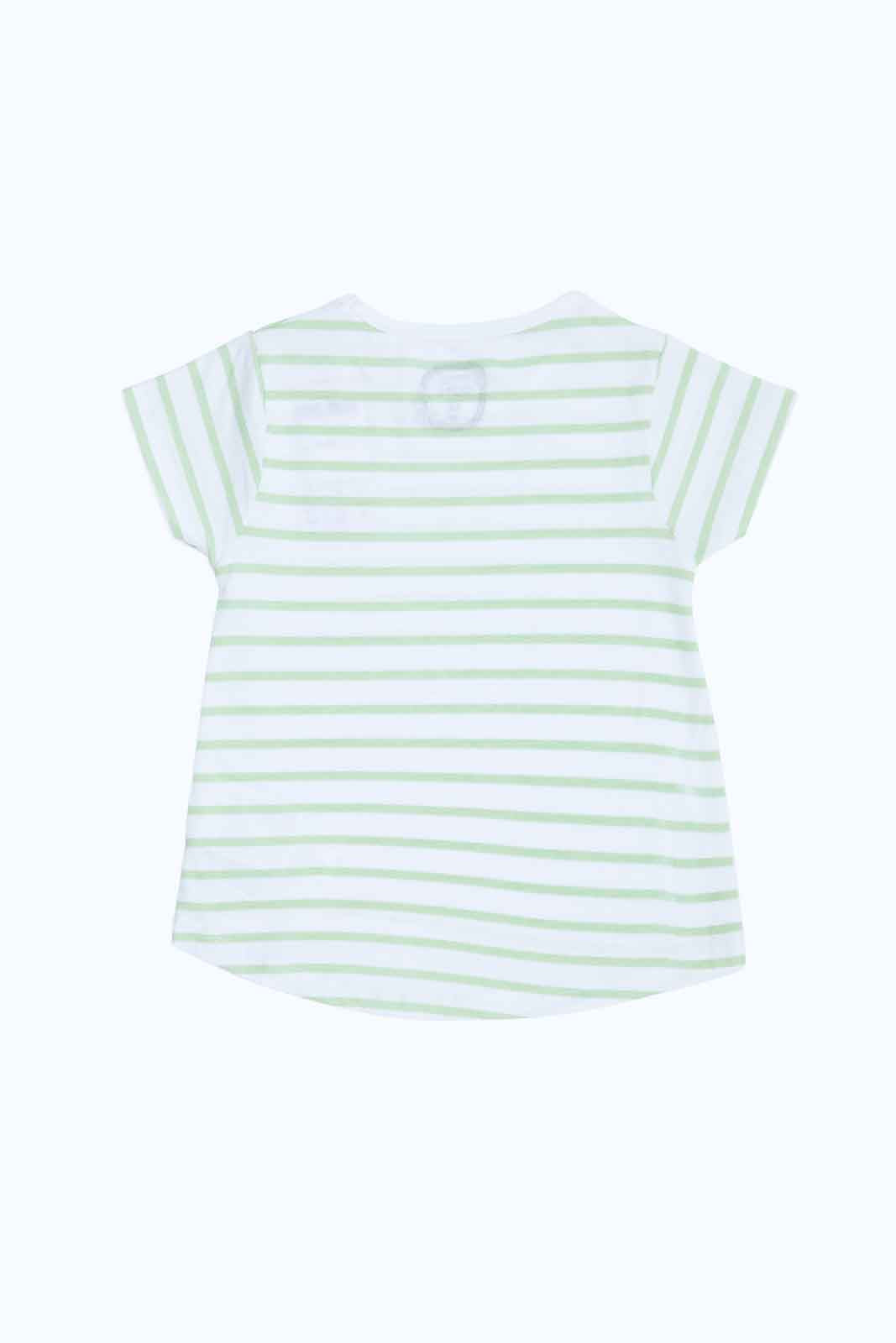 Redtag-Girls-White-Mint-Striipes-T-Shirt-Category:T-Shirts,-Colour:White,-Deals:New-In,-Dept:Girls,-Filter:Infant-Girls-(3-to-24-Mths),-ING-T-Shirts,-New-In-ING-APL,-Non-Sale,-S23B,-Section:Girls-(0-to-14Yrs),-TBL-Infant-Girls-3 to 24 Months