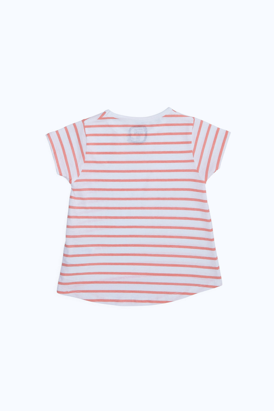 Redtag-Girls-White-Coral-Stripes-T-Shirt-Category:T-Shirts,-Colour:White,-Deals:New-In,-Dept:Girls,-Filter:Infant-Girls-(3-to-24-Mths),-ING-T-Shirts,-New-In-ING-APL,-Non-Sale,-S23B,-Section:Girls-(0-to-14Yrs),-TBL-Infant-Girls-3 to 24 Months