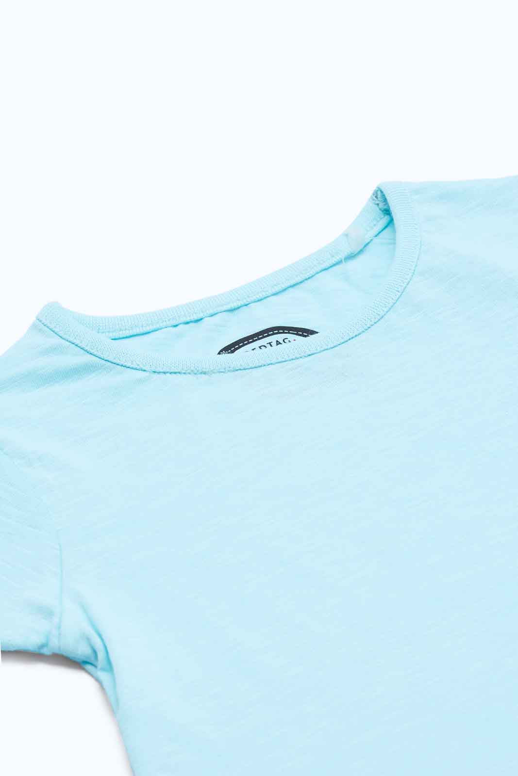 Redtag-Girls-Turquoise-Slub-Solid-T-Shirt-Category:T-Shirts,-Colour:Blue,-Deals:New-In,-Dept:Girls,-Filter:Infant-Girls-(3-to-24-Mths),-ING-T-Shirts,-New-In-ING-APL,-Non-Sale,-S23B,-Section:Girls-(0-to-14Yrs),-TBL-Infant-Girls-3 to 24 Months