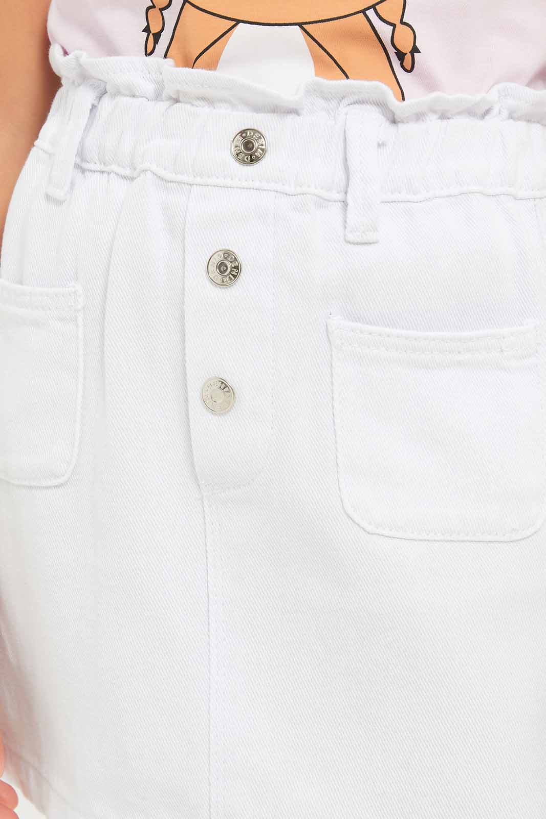 Redtag-Girls-White-Denim-Skirt-White-Category:Skirts,-Colour:White,-Deals:New-In,-Dept:Girls,-Filter:Girls-(2-to-8-Yrs),-GIR-Skirts,-New-In-GIR-APL,-Non-Sale,-S23A,-Section:Girls-(0-to-14Yrs)-Girls-2 to 8 Years