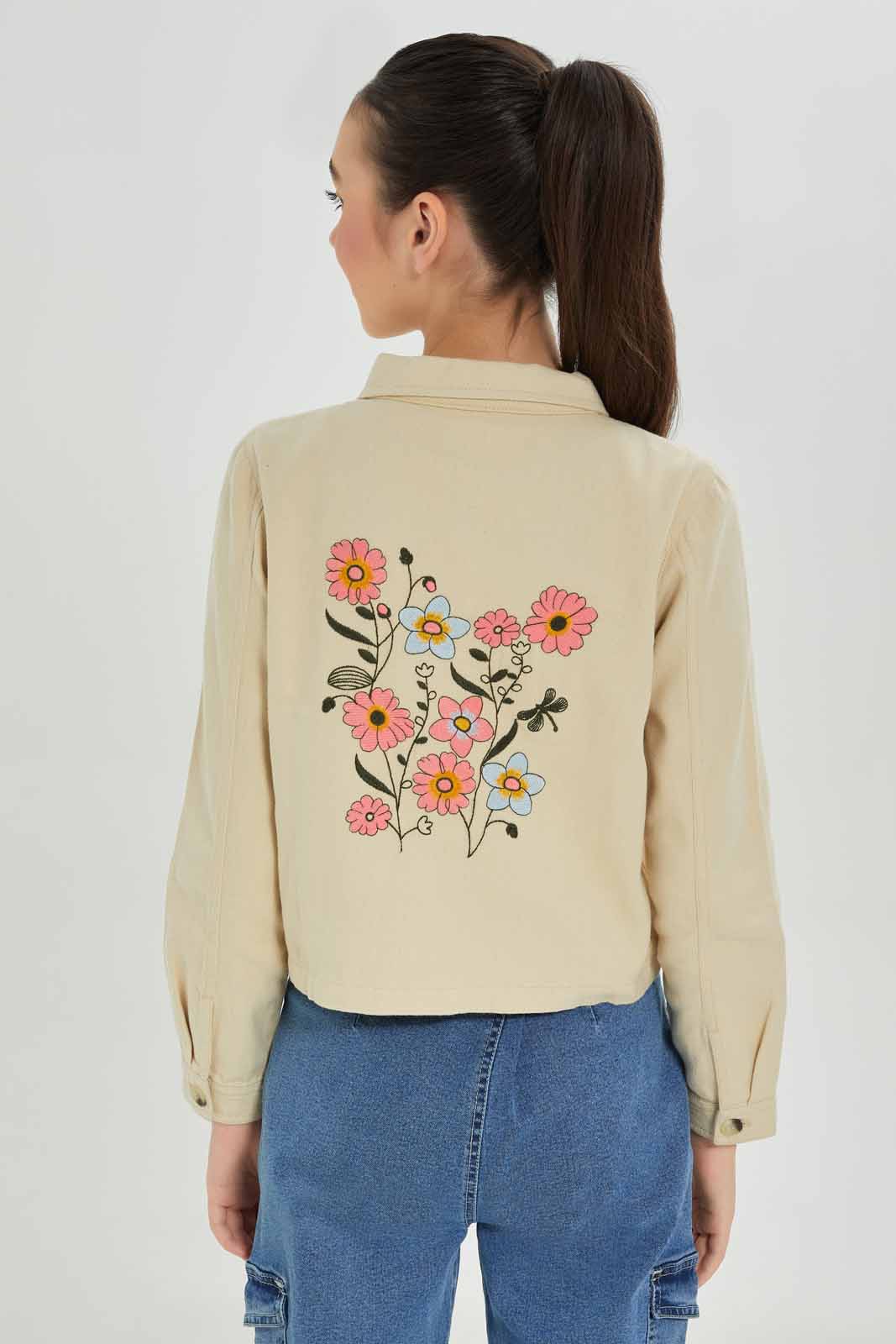 Redtag-Girls-Beige-Biker-Jackets-Category:Jackets,-Colour:Beige,-Deals:New-In,-Dept:Girls,-Filter:Senior-Girls-(8-to-14-Yrs),-GSR-Jackets,-New-In-GSR-APL,-Non-Sale,-S23A,-Section:Girls-(0-to-14Yrs)-Senior-Girls-9 to 14 Years