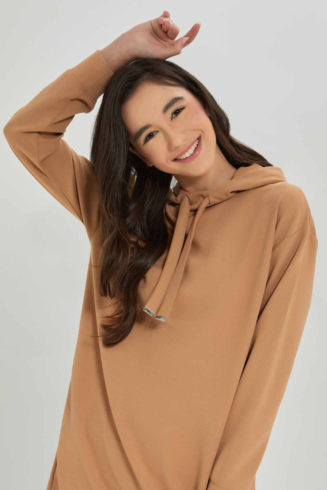 Redtag-Girls-Lt-Beige-Hoody-Dresses-Category:Dresses,-Colour:Beige,-Deals:New-In,-Dept:Girls,-Filter:Senior-Girls-(8-to-14-Yrs),-GSR-Dresses,-New-In-GSR-APL,-Non-Sale,-S23A,-Section:Girls-(0-to-14Yrs)-Senior-Girls-9 to 14 Years