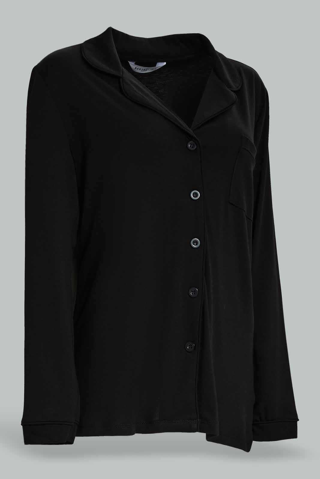 Redtag-Women-Black-Color-Long-Sleeves-Pajama-Set-Category:Pyjama-Sets,-Colour:Black,-Deals:New-In,-Dept:Ladieswear,-Filter:Women's-Clothing,-New-In-Women-APL,-Non-Sale,-Section:Women,-W22B,-Women-Pyjama-Sets--