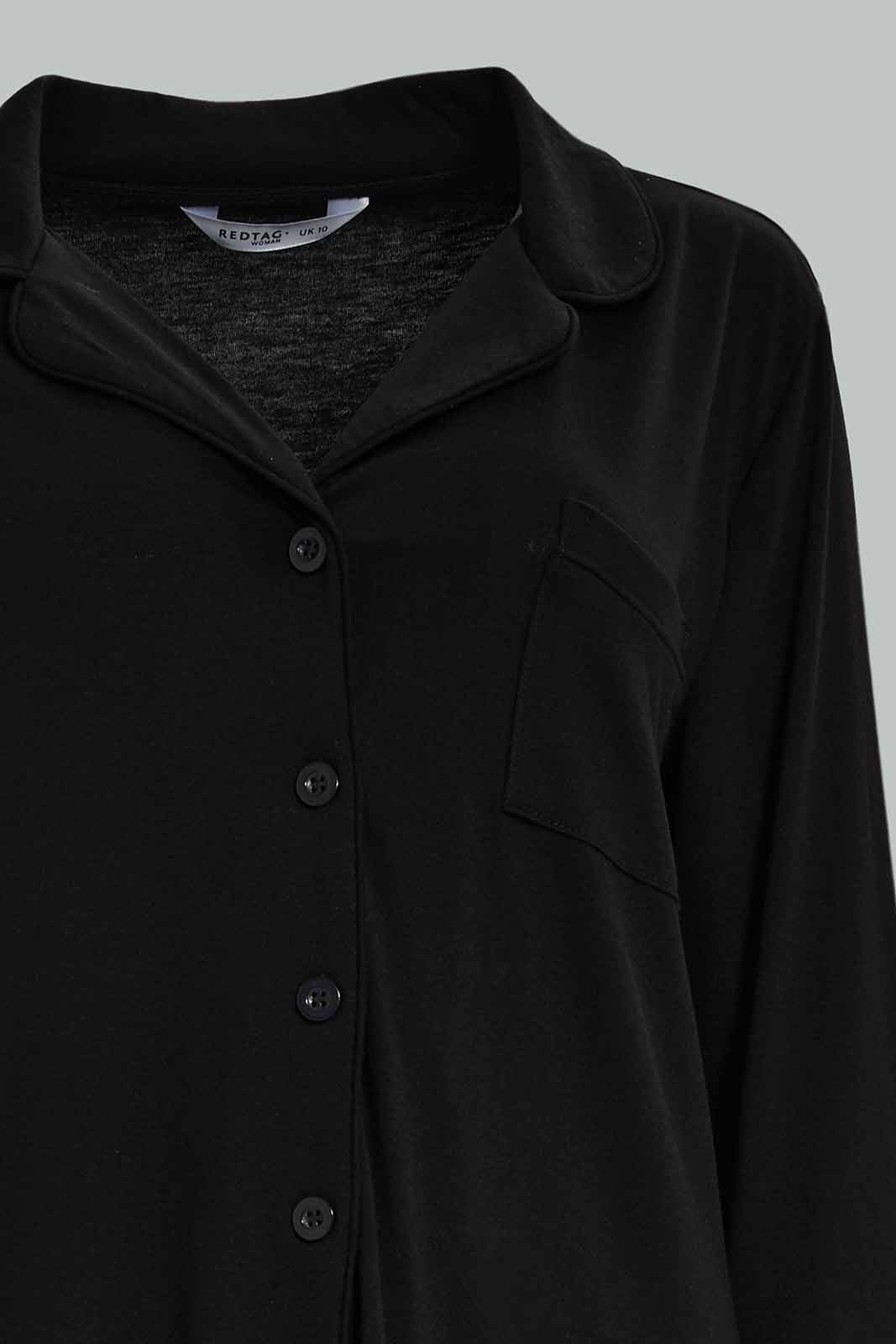 Redtag-Women-Black-Color-Long-Sleeves-Pajama-Set-Category:Pyjama-Sets,-Colour:Black,-Deals:New-In,-Dept:Ladieswear,-Filter:Women's-Clothing,-New-In-Women-APL,-Non-Sale,-Section:Women,-W22B,-Women-Pyjama-Sets--