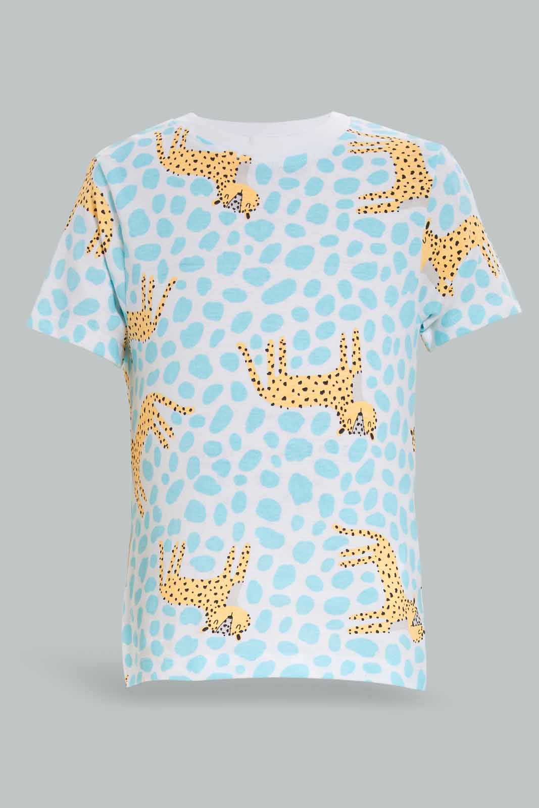 Redtag-Boys-White-And-Blue-Tiger-Printed-4-Pack-Pj-Set-With-Short-Slv-Tee-And-Shorts-Category:Pyjama-Sets,-Colour:White,-Deals:New-In,-Dept:Boys,-Filter:Infant-Boys-(3-to-24-Mths),-INB-Pyjama-Sets,-New-In-INB-APL,-Non-Sale,-S23A,-Section:Boys-(0-to-14Yrs)-Infant-Boys-3 to 24 Months