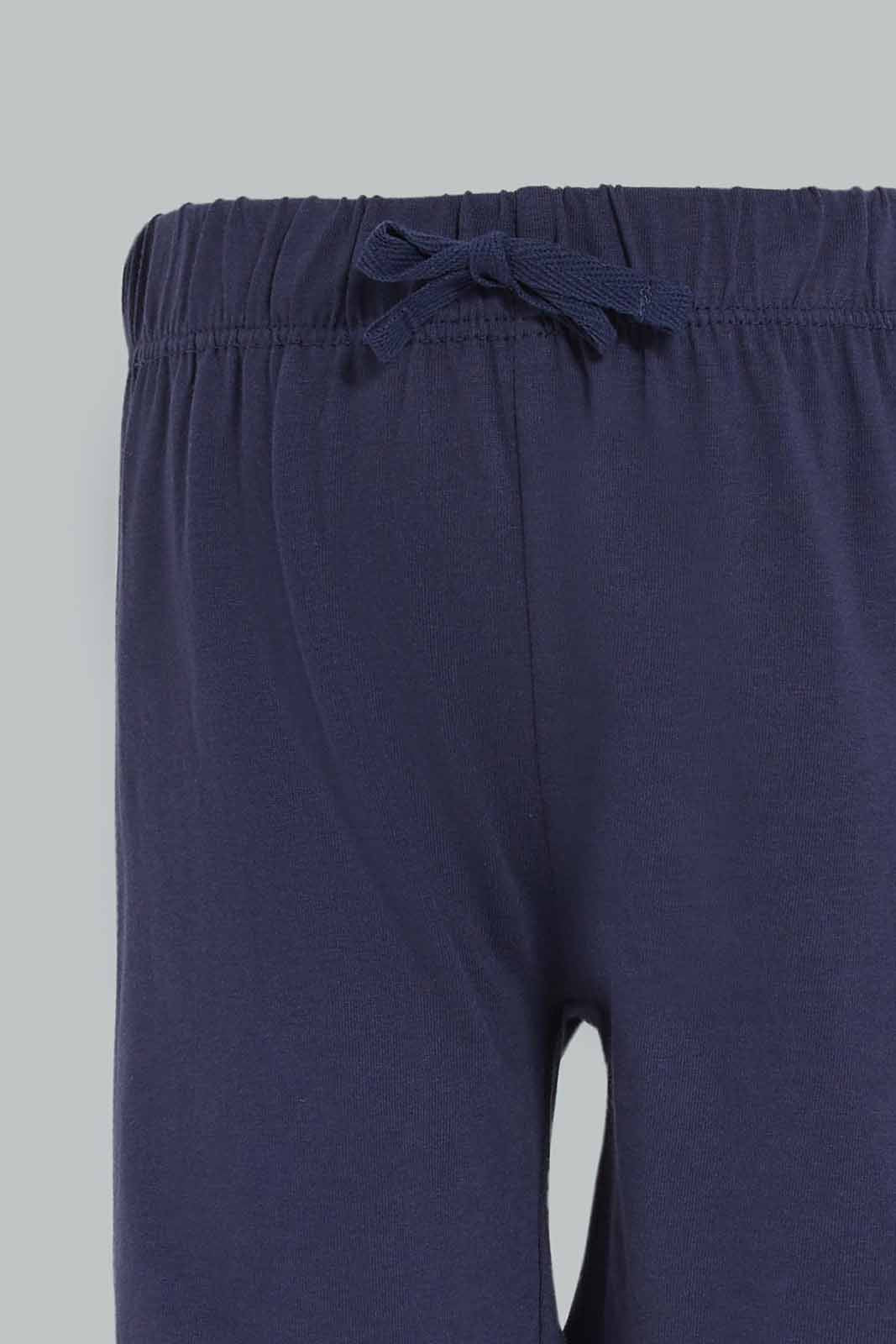 Redtag-Boys-White-And-Navyy-Printed-Rhino-4-Pack-Pj-Set-With-Short-Slv-Tee-And-Shorts-Category:Pyjama-Sets,-Colour:Navy,-Deals:New-In,-Dept:Boys,-Filter:Infant-Boys-(3-to-24-Mths),-INB-Pyjama-Sets,-New-In-INB-APL,-Non-Sale,-S23A,-Section:Boys-(0-to-14Yrs)-Infant-Boys-3 to 24 Months