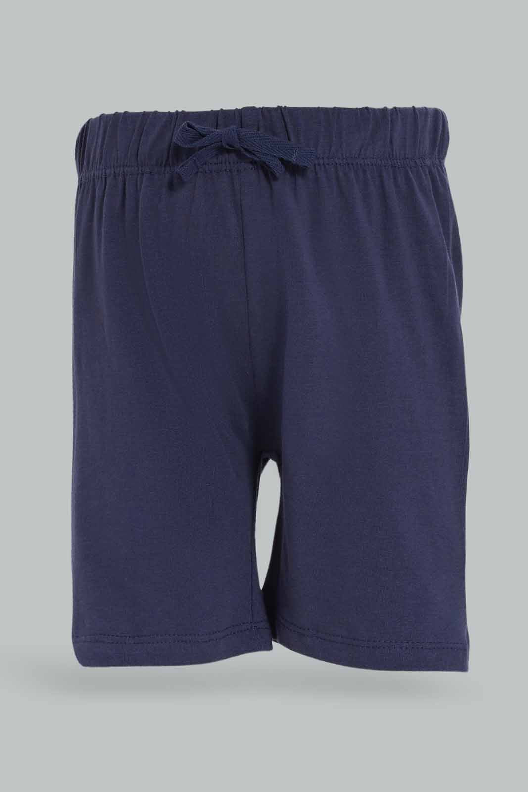 Redtag-Boys-White-And-Navyy-Printed-Rhino-4-Pack-Pj-Set-With-Short-Slv-Tee-And-Shorts-Category:Pyjama-Sets,-Colour:Navy,-Deals:New-In,-Dept:Boys,-Filter:Infant-Boys-(3-to-24-Mths),-INB-Pyjama-Sets,-New-In-INB-APL,-Non-Sale,-S23A,-Section:Boys-(0-to-14Yrs)-Infant-Boys-3 to 24 Months