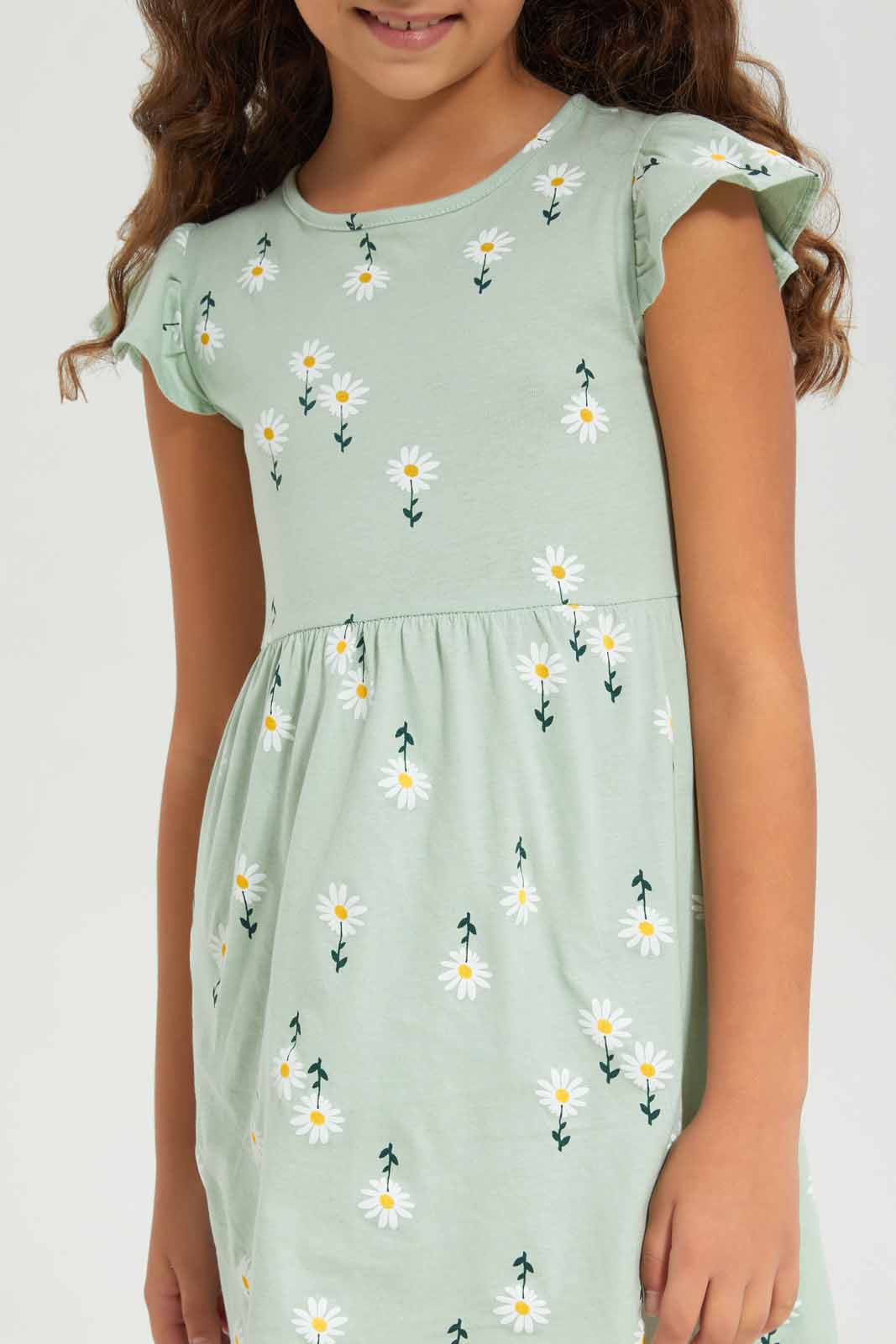 Redtag-Girls-Sage-Sj-Dress---Ss-Sage-Aop-Floral-Category:Dresses,-Colour:Green,-Deals:New-In,-Dept:Girls,-Filter:Girls-(2-to-8-Yrs),-GIR-Dresses,-New-In-GIR-APL,-Non-Sale,-S23A,-Section:Girls-(0-to-14Yrs),-VLM-Girls-2 to 8 Years