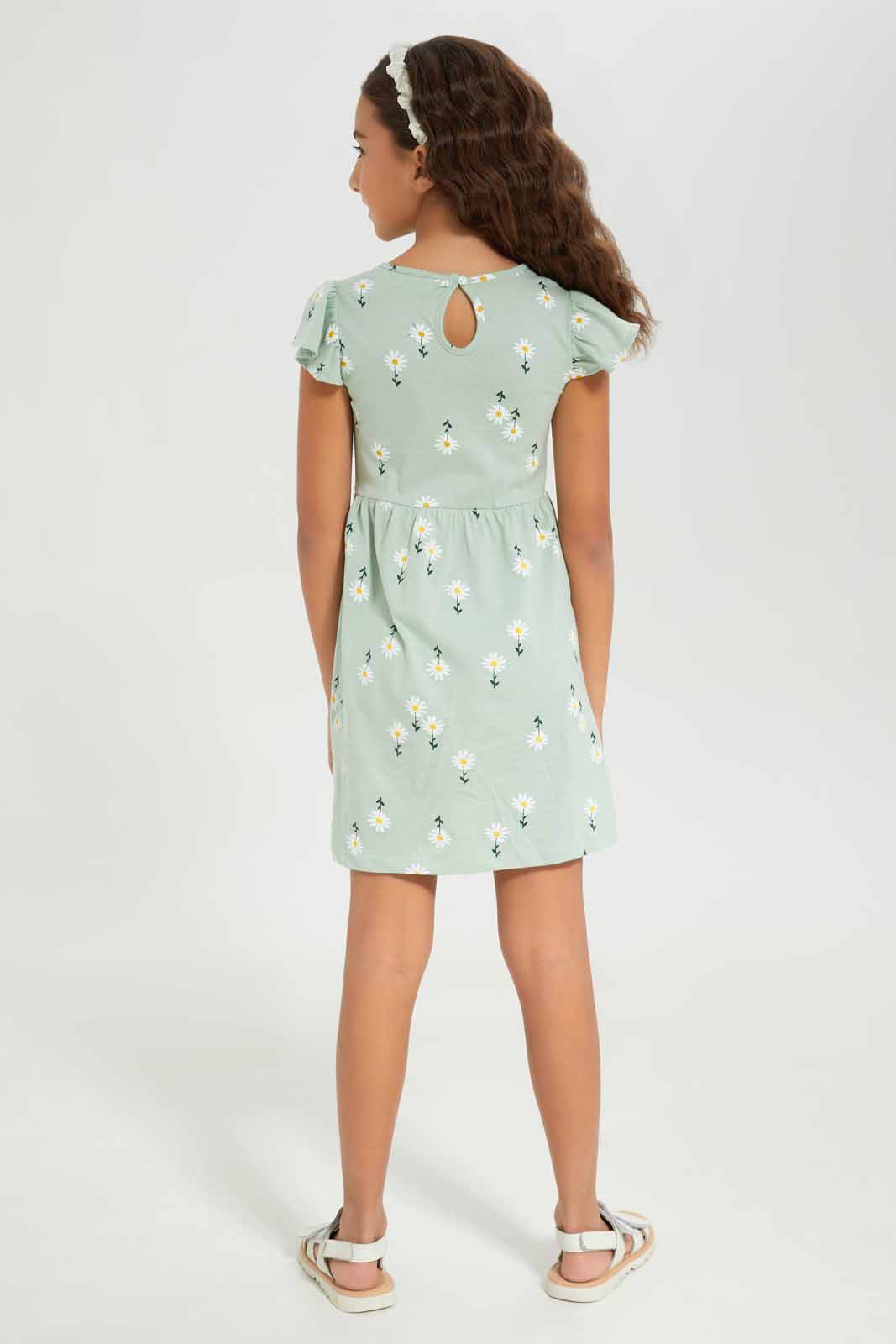 Redtag-Girls-Sage-Sj-Dress---Ss-Sage-Aop-Floral-Category:Dresses,-Colour:Green,-Deals:New-In,-Dept:Girls,-Filter:Girls-(2-to-8-Yrs),-GIR-Dresses,-New-In-GIR-APL,-Non-Sale,-S23A,-Section:Girls-(0-to-14Yrs),-VLM-Girls-2 to 8 Years