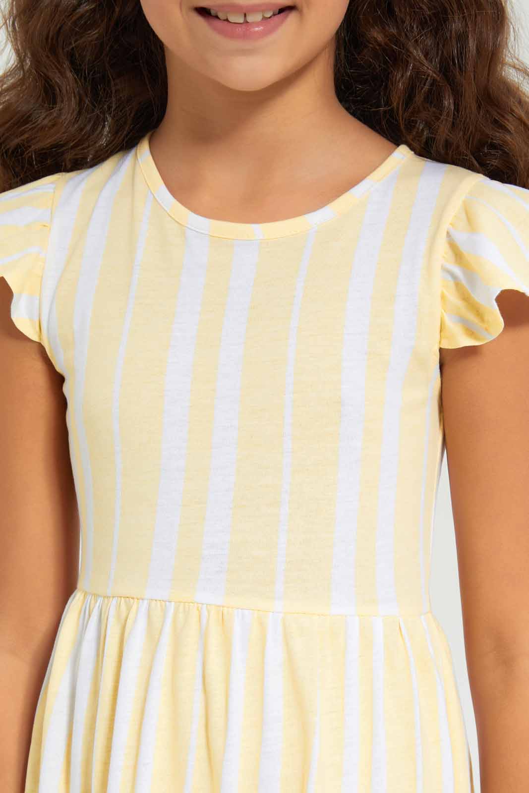 Redtag-Girls-Yellow-Opp-Sj-Dress--Ss--Yellow-Stripes-Category:Dresses,-Colour:Yellow,-Deals:New-In,-Dept:Girls,-Filter:Girls-(2-to-8-Yrs),-GIR-Dresses,-New-In-GIR-APL,-Non-Sale,-S23A,-Section:Girls-(0-to-14Yrs),-VLM-Girls-2 to 8 Years