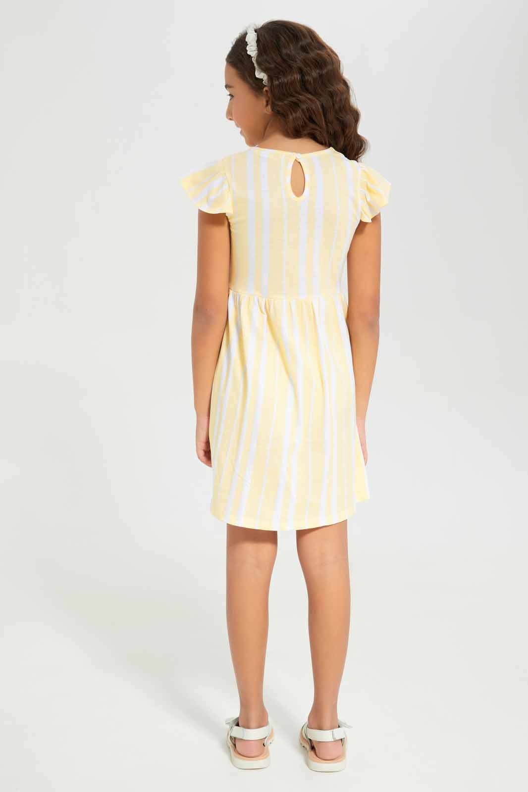 Redtag-Girls-Yellow-Opp-Sj-Dress--Ss--Yellow-Stripes-Category:Dresses,-Colour:Yellow,-Deals:New-In,-Dept:Girls,-Filter:Girls-(2-to-8-Yrs),-GIR-Dresses,-New-In-GIR-APL,-Non-Sale,-S23A,-Section:Girls-(0-to-14Yrs),-VLM-Girls-2 to 8 Years