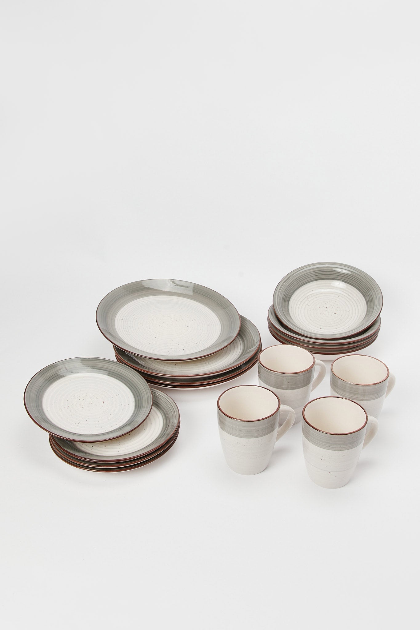 Redtag-Grey-Hand-Painted-Dinner-Set-(16-Piece)-Category:Dinner-Sets,-Colour:Grey,-Deals:New-In,-Dept:Home,-Filter:Home-Dining,-H1:HMW,-H2:DIN,-H3:CRC,-H4:DIN,-HMW-DIN-Crockery,-New-In-HMW-DIN,-Non-Sale,-Packs,-Promo:AZURA,-S23A,-Season:S23A,-Section:Homewares,-Set:Set-of-16,-Style:16-PCS-ROUND-Home-Dining-