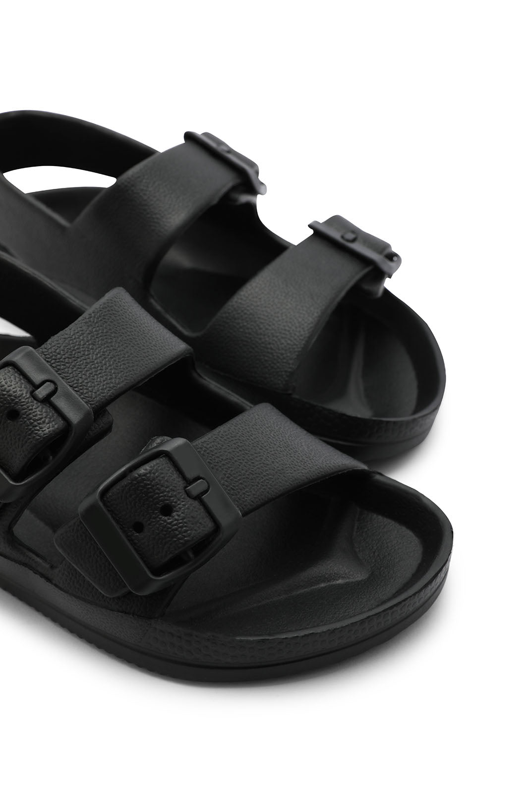 Redtag-Black-Buckle-Slide-With-Backstrap-BOY-Flip-Flops,-Category:Flip-Flops,-Colour:Black,-Deals:New-In,-Filter:Boys-Footwear-(3-to-5-Yrs),-N/A,-New-In-BOY-FOO,-Non-Sale,-S23A,-Section:Boys-(0-to-14Yrs)-Boys-3 to 5 Years
