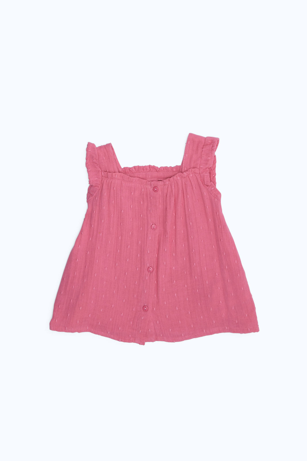 Redtag-Girls-Pink-Dobby-Flutter-Sleeves-Blouse-Category:Blouses,-Colour:Apricot,-Deals:New-In,-Dept:Girls,-Filter:Infant-Girls-(3-to-24-Mths),-ING-Blouses,-New-In-ING-APL,-Non-Sale,-S23B,-Section:Girls-(0-to-14Yrs)-Infant-Girls-3 to 24 Months