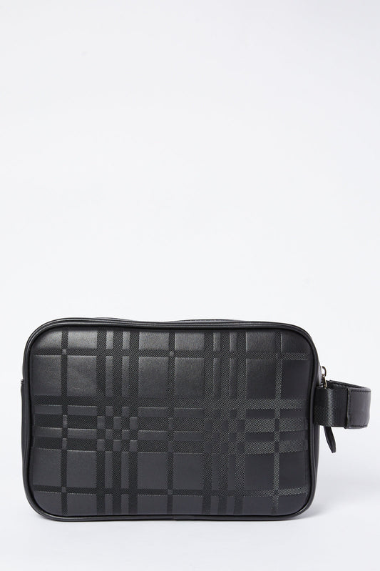 Redtag-Black-Embossed-Toiletry-Pouches-Category:Pouches,-Colour:Black,-Deals:New-In,-Dept:Menswear,-Filter:Men's-Accessories,-Men-Pouches,-New-In,-New-In-Men-ACC,-Non-Sale,-S23A,-Section:Men-Men's-