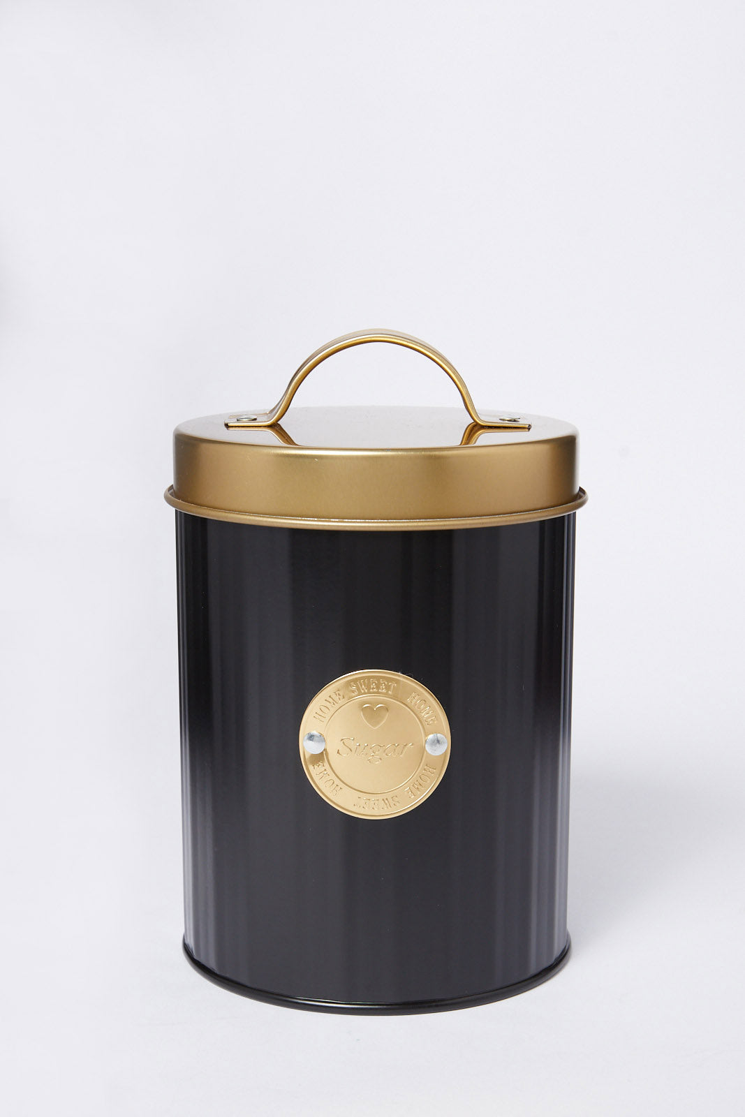 Black And Gold Round Sugar Canister