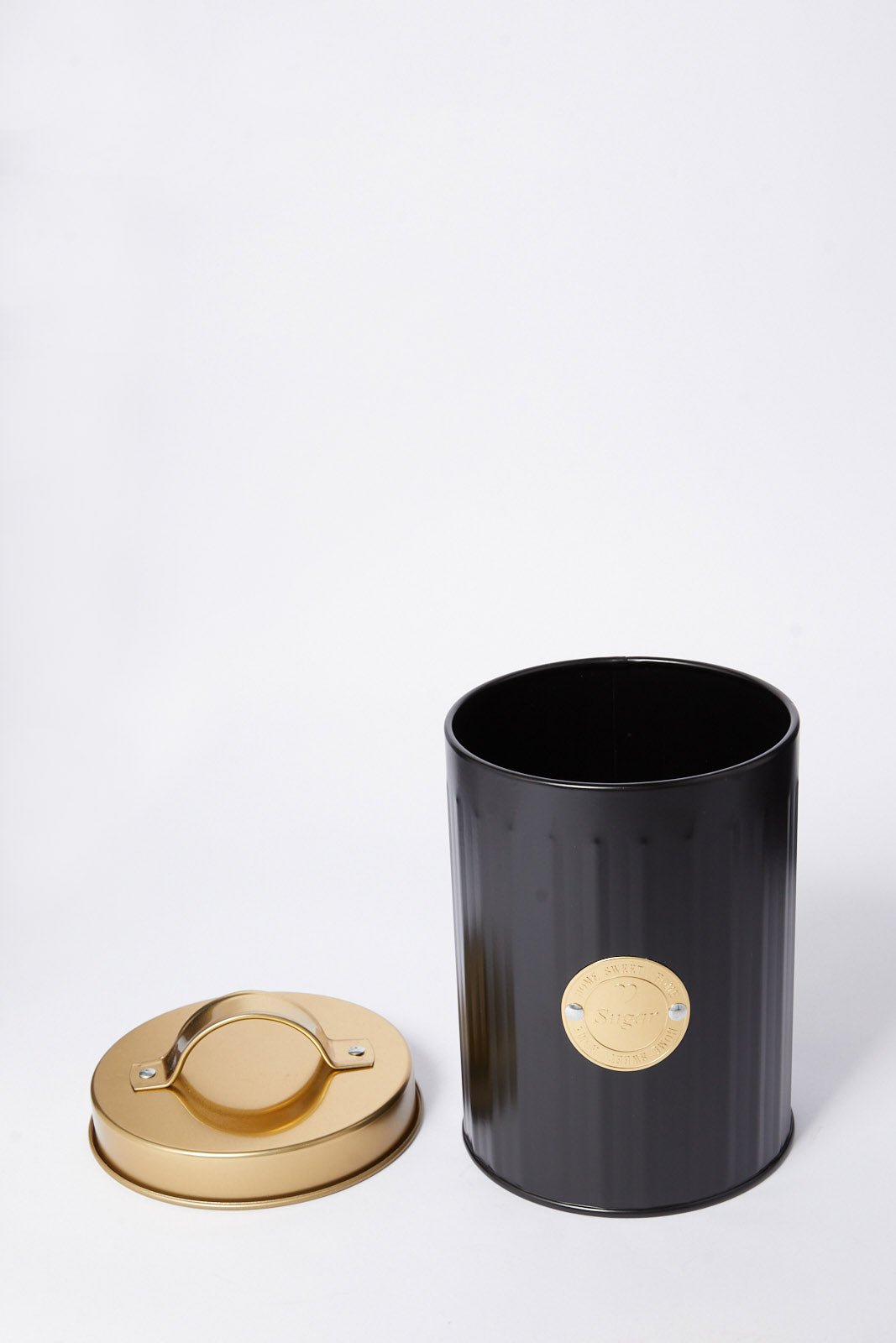 Black And Gold Round Sugar Canister
