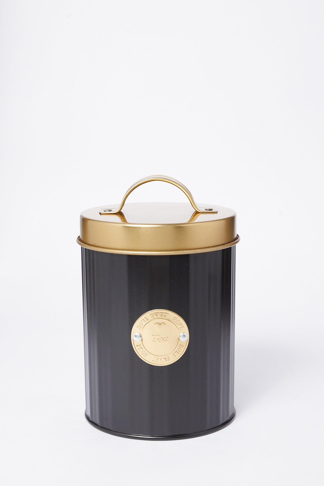 Redtag-Black-Round-Tea-Canister-Category:Canisters-And-Jars,-Colour:Black,-Deals:New-In,-Dept:Home,-Filter:Home-Dining,-HMW-DIN-Storage,-New-In-HMW-DIN,-Non-Sale,-S23A,-Section:Homewares-Home-Dining-