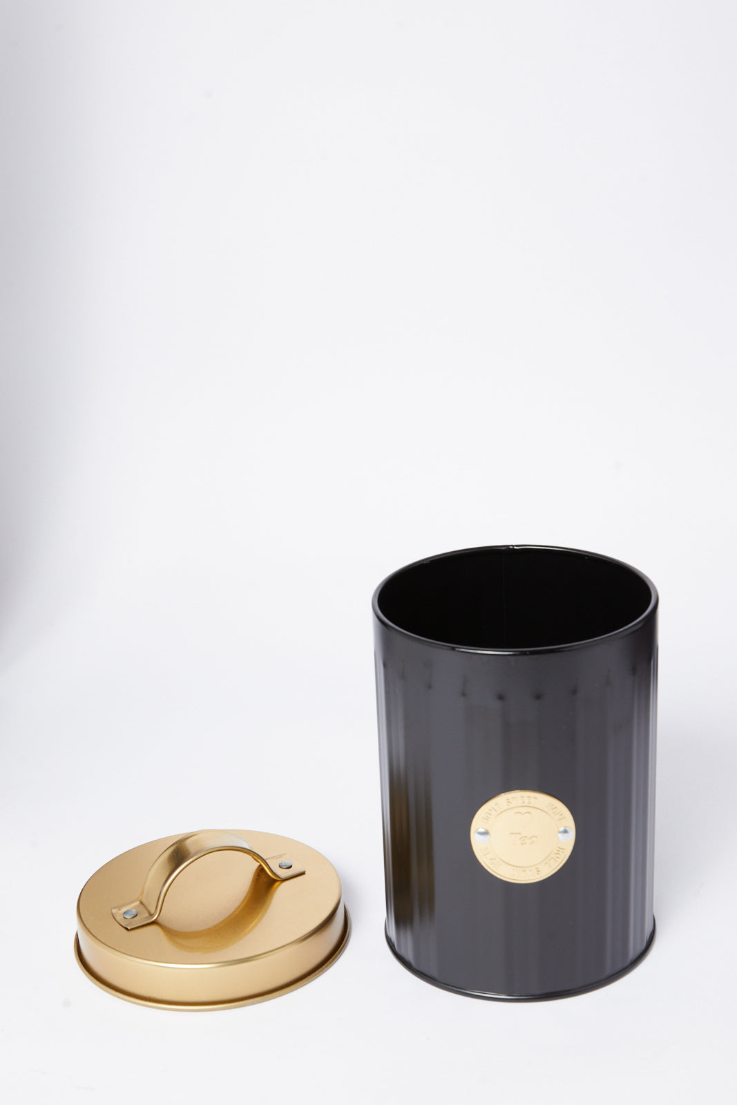 Redtag-Black-Round-Tea-Canister-Category:Canisters-And-Jars,-Colour:Black,-Deals:New-In,-Dept:Home,-Filter:Home-Dining,-HMW-DIN-Storage,-New-In-HMW-DIN,-Non-Sale,-S23A,-Section:Homewares-Home-Dining-