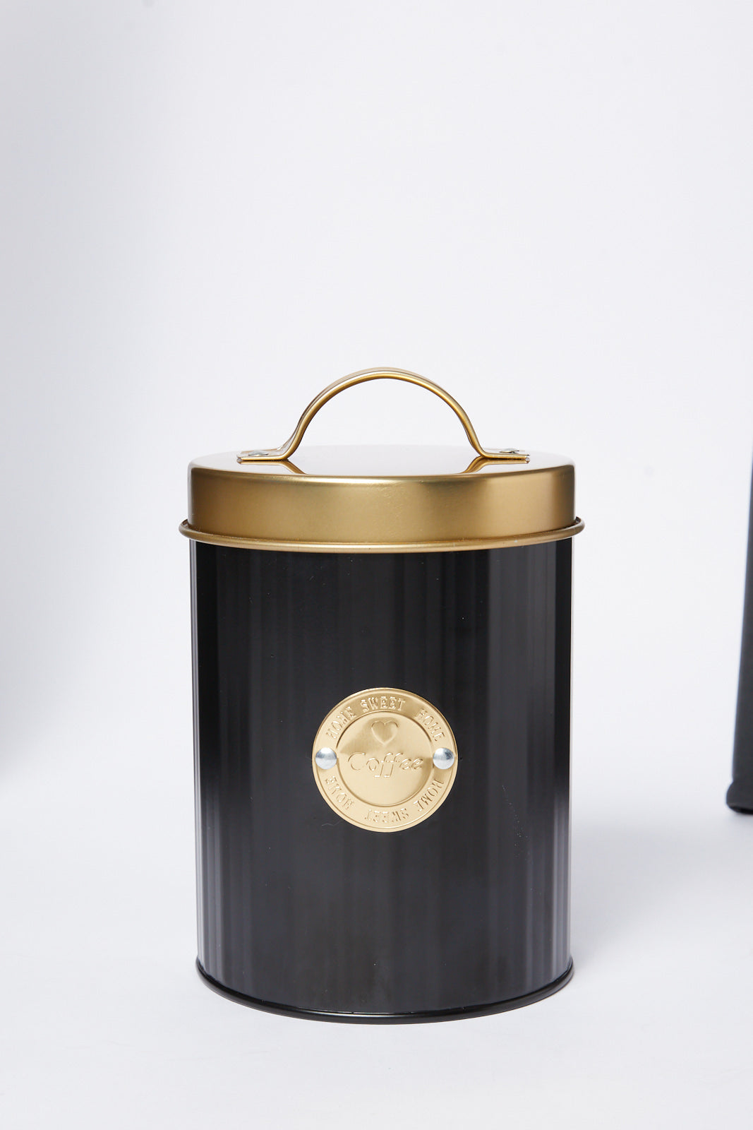 Redtag-Black-Round-Coffee-Canister-Category:Canisters-And-Jars,-Colour:Black,-Deals:New-In,-Dept:Home,-Filter:Home-Dining,-HMW-DIN-Storage,-New-In-HMW-DIN,-Non-Sale,-S23A,-Section:Homewares-Home-Dining-