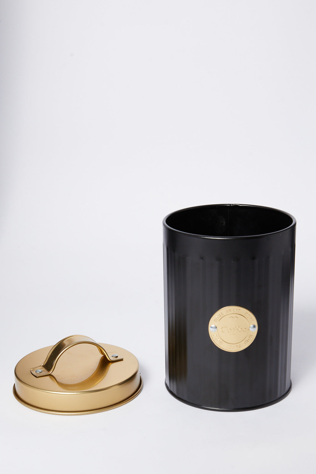 Redtag-Black-Round-Coffee-Canister-Category:Canisters-And-Jars,-Colour:Black,-Deals:New-In,-Dept:Home,-Filter:Home-Dining,-HMW-DIN-Storage,-New-In-HMW-DIN,-Non-Sale,-S23A,-Section:Homewares-Home-Dining-